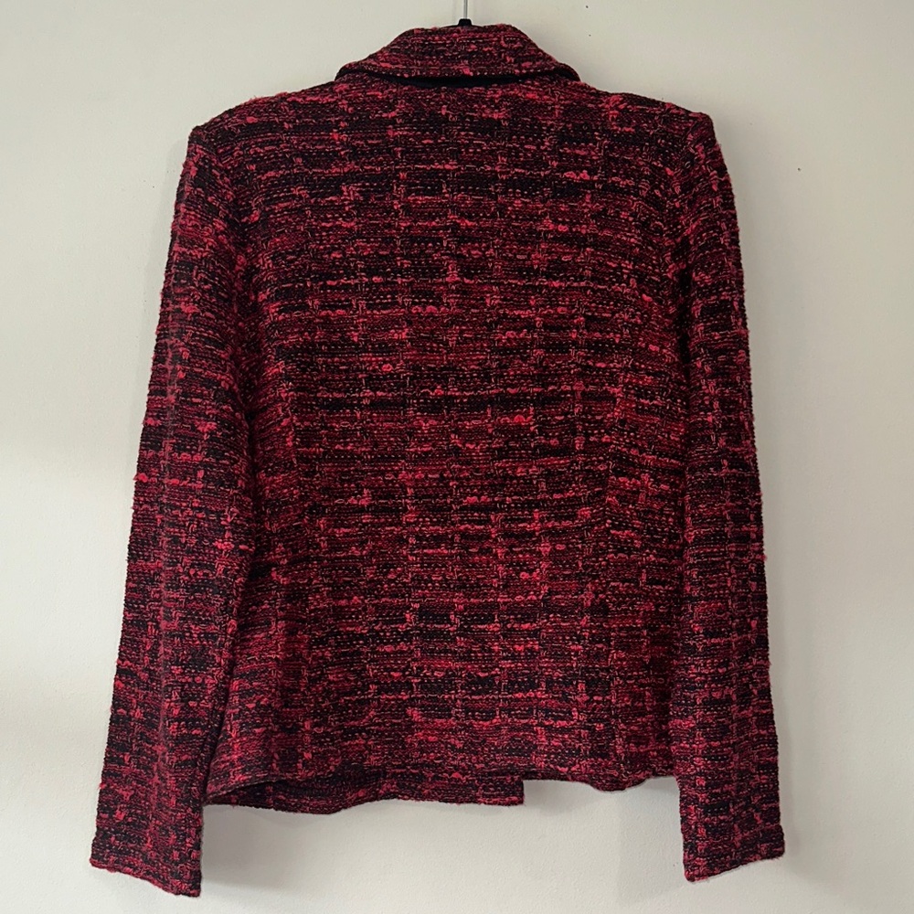 Chico's Red Allure Tweed plaid Blazer cardigan sweater - Picture 7 of 15